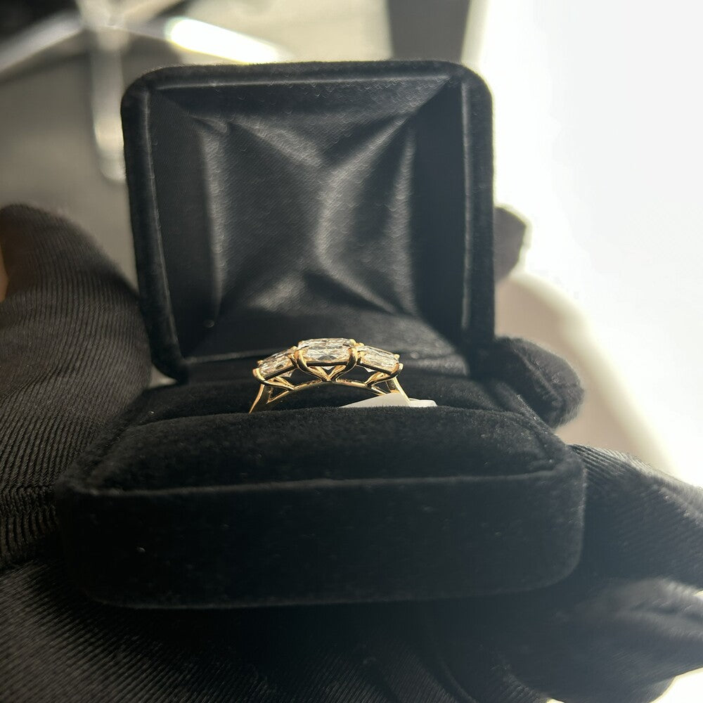 3 Stone Radiant Cut Diamond Ring | 14k Yellow Gold | 3.4g