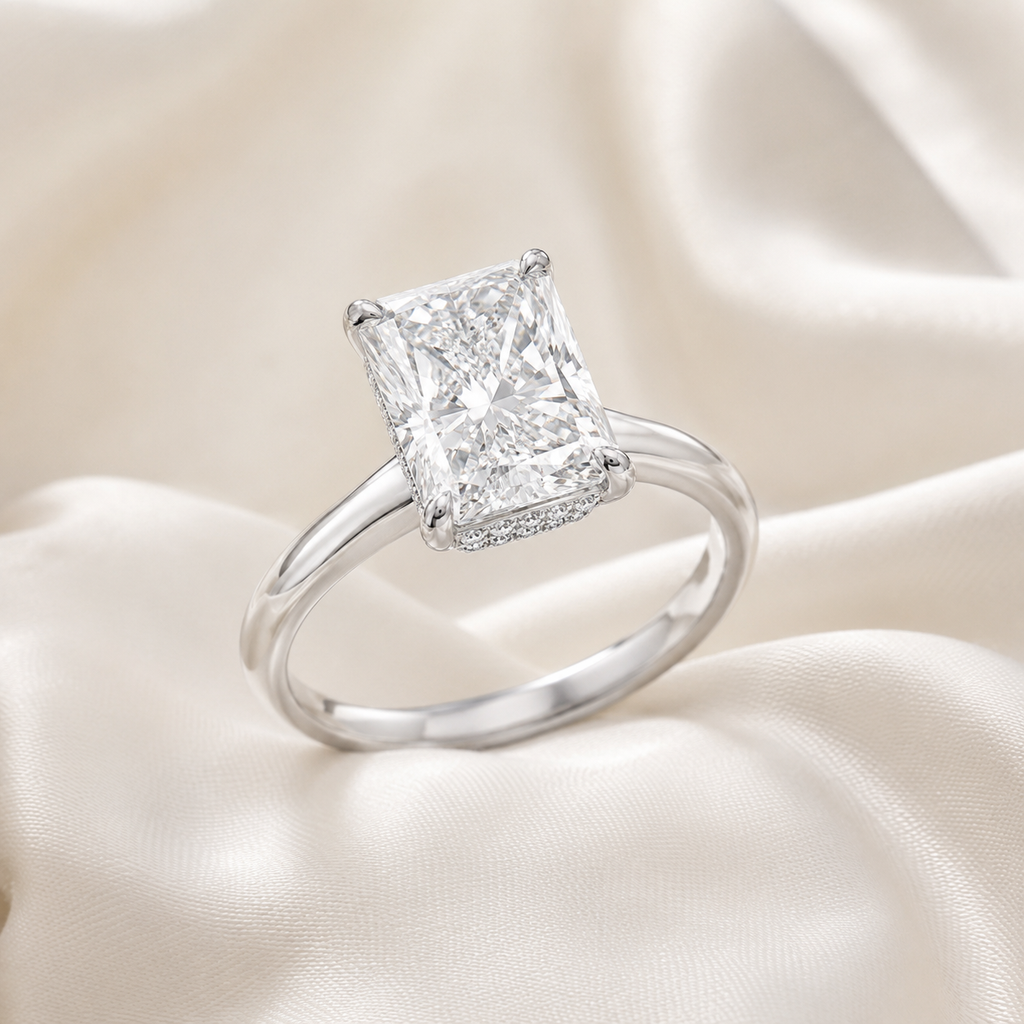 Hidden Halo Radiant Engagement Ring