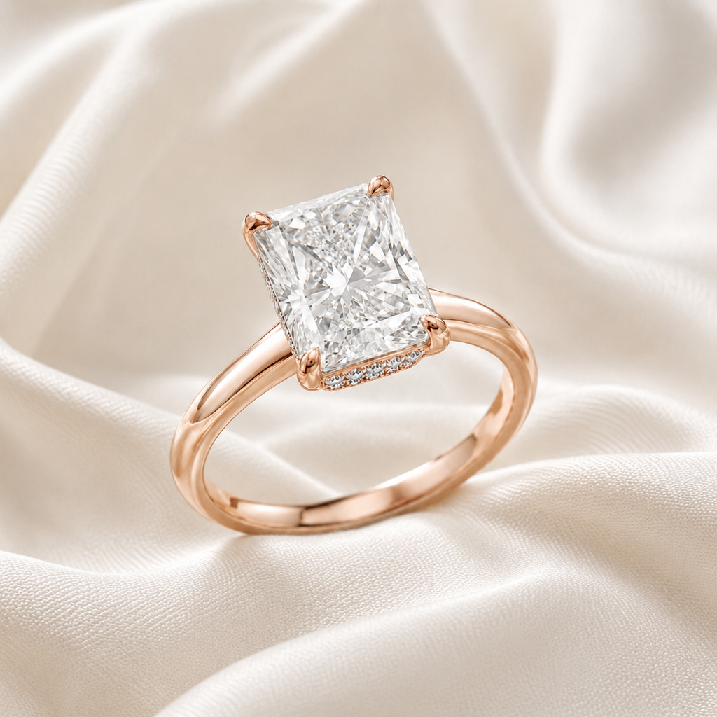 Hidden Halo Radiant Engagement Ring