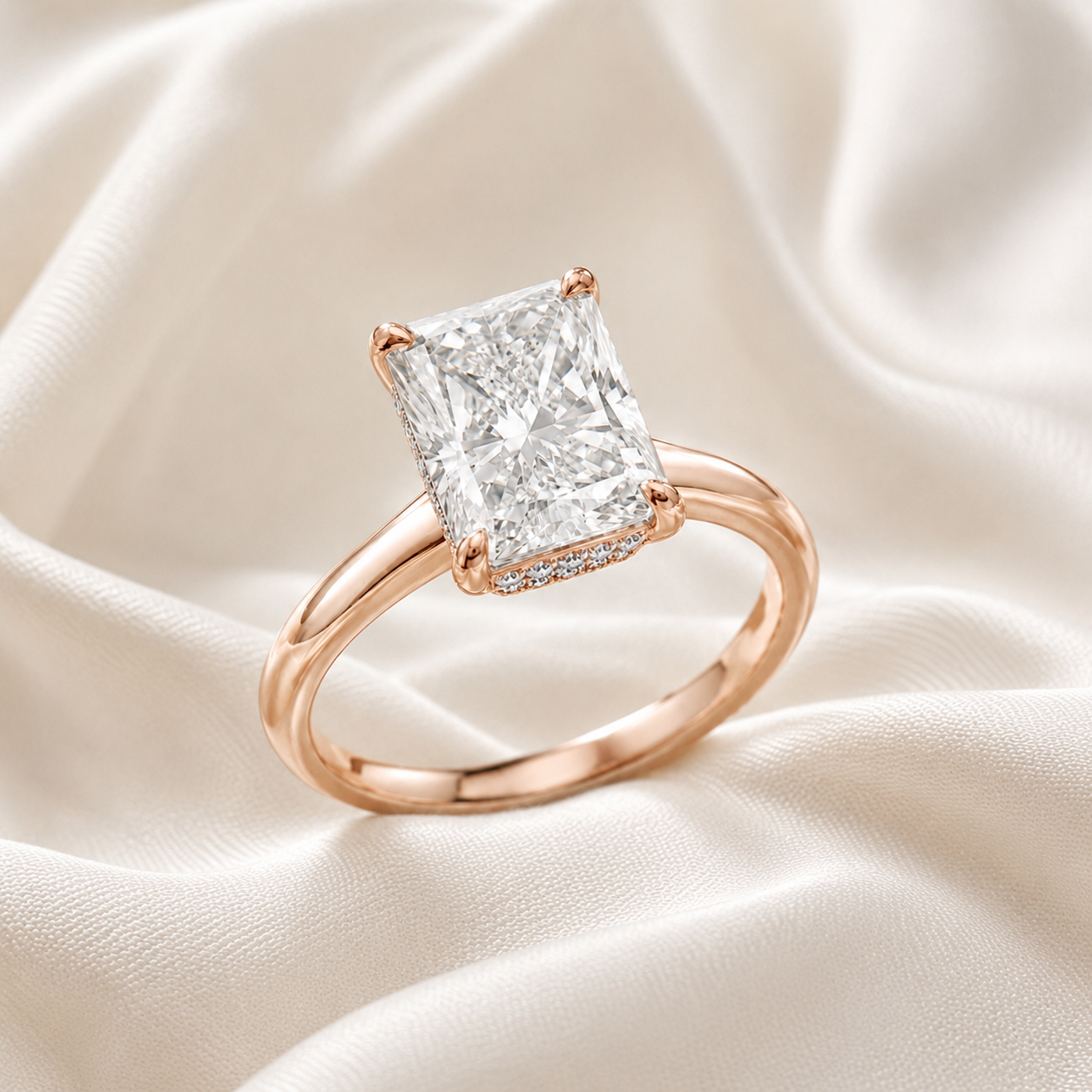 Hidden Halo Radiant Engagement Ring