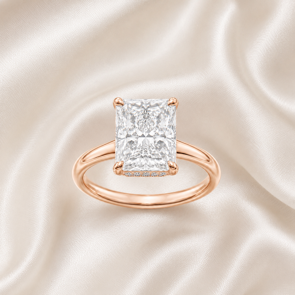 Hidden Halo Radiant Engagement Ring