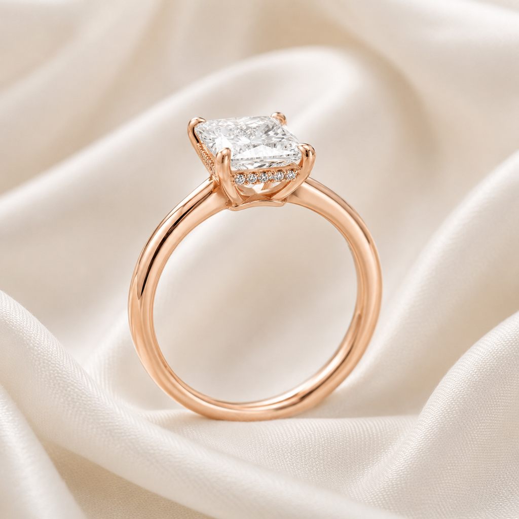Hidden Halo Radiant Engagement Ring