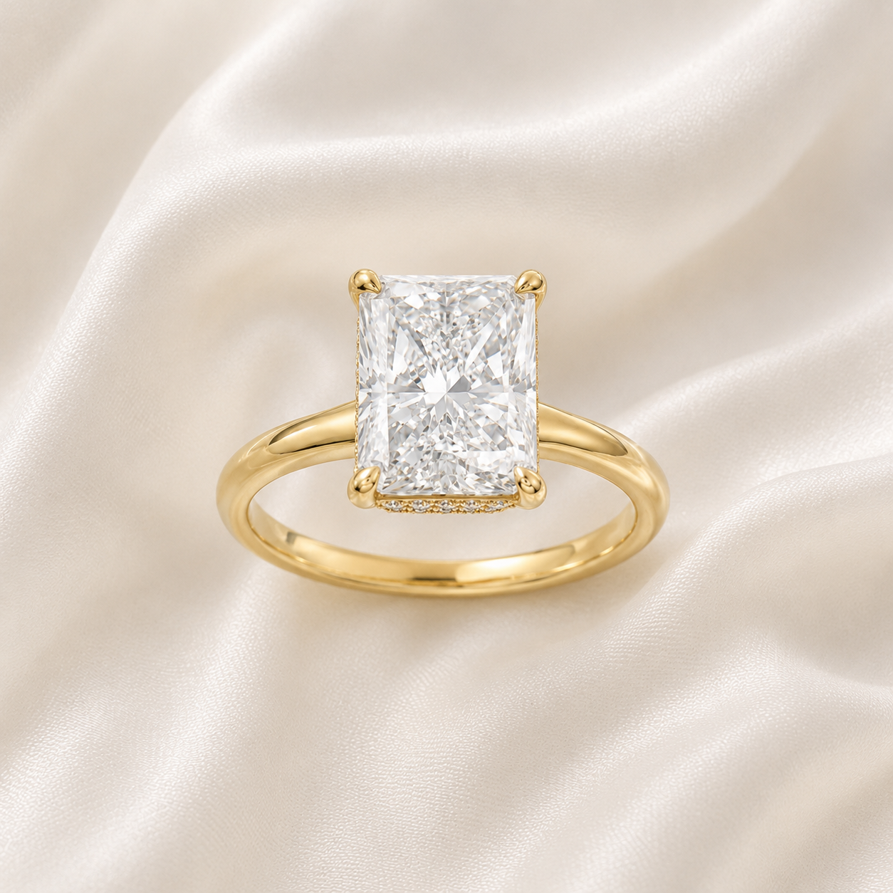Hidden Halo Radiant Engagement Ring