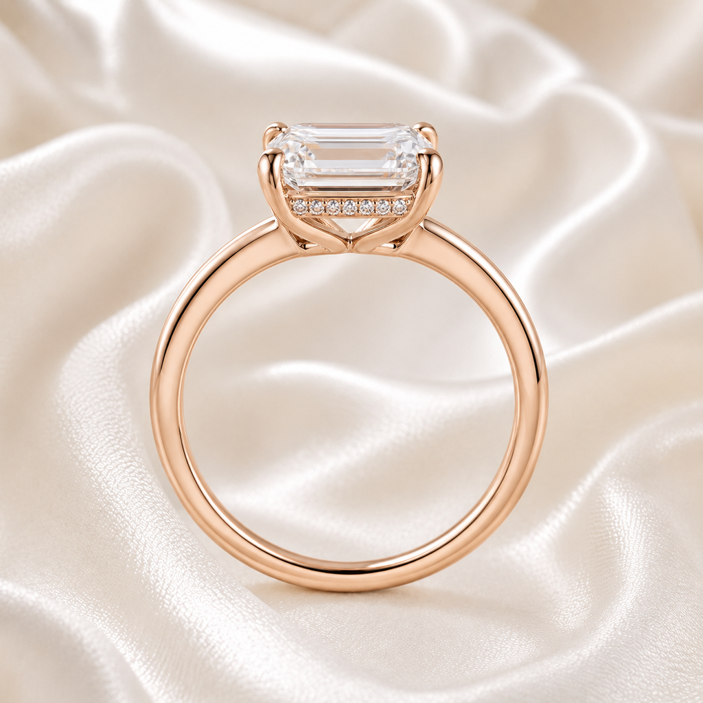 Hidden Halo Emerald Engagement Ring