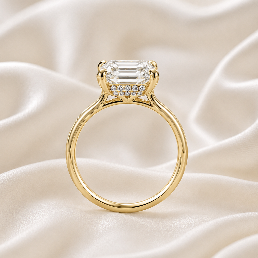 Hidden Halo Emerald Engagement Ring