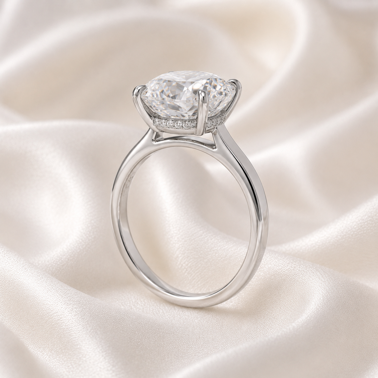 Hidden Halo Cushion Engagement Ring