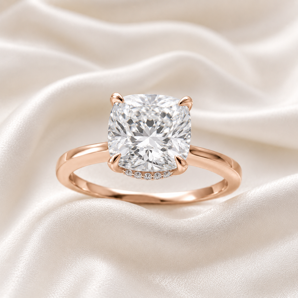 Hidden Halo Cushion Engagement Ring