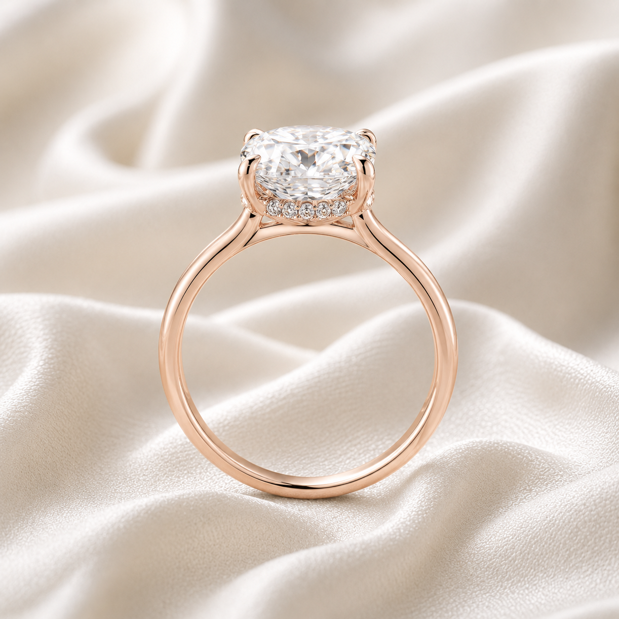 Hidden Halo Cushion Engagement Ring