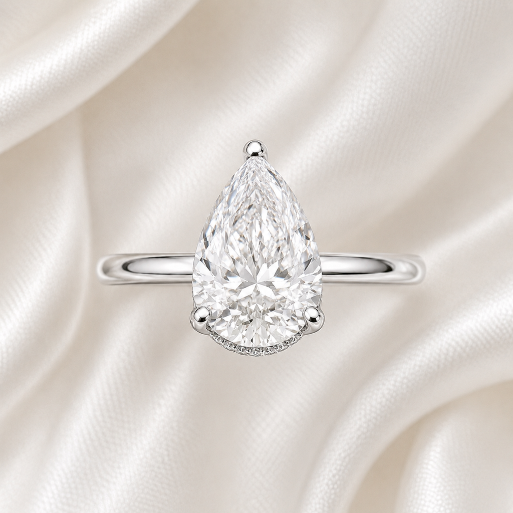 Hidden Halo Pear Engagement Ring