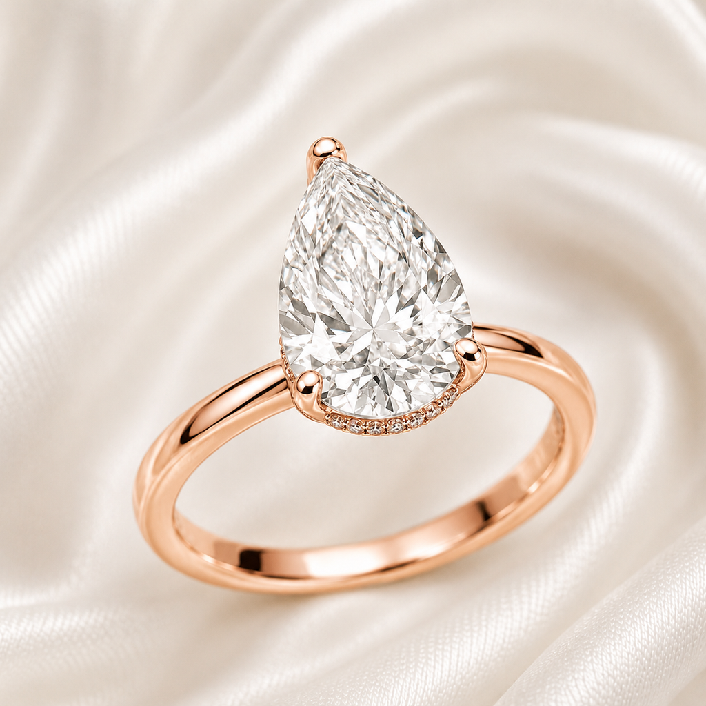 Hidden Halo Pear Engagement Ring