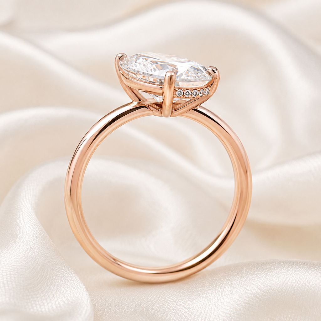 Hidden Halo Pear Engagement Ring