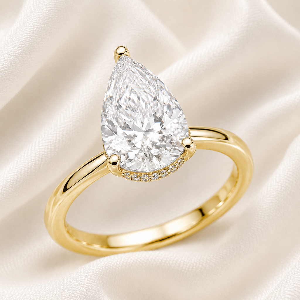 Hidden Halo Pear Engagement Ring
