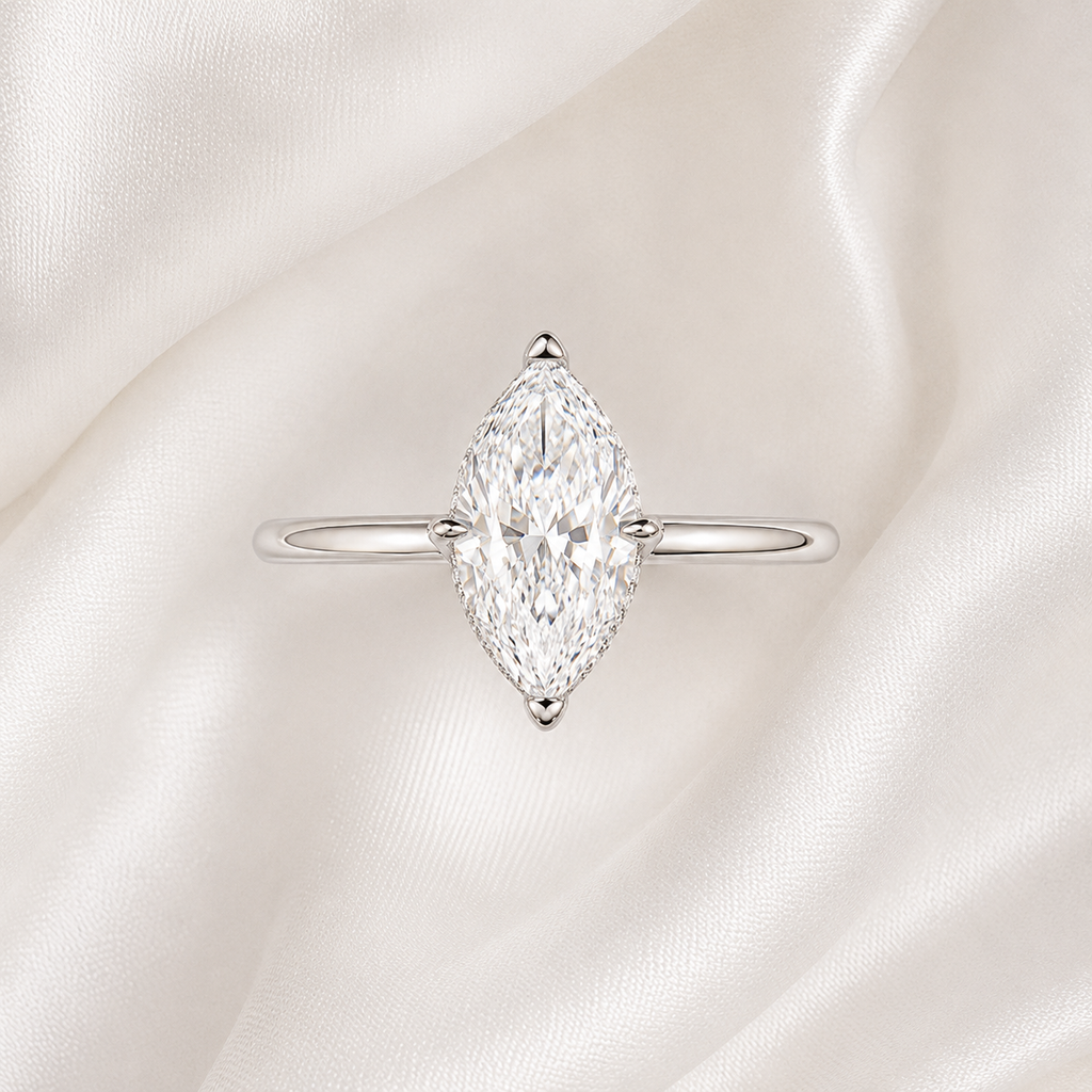Hidden Halo Marquise Engagement Ring