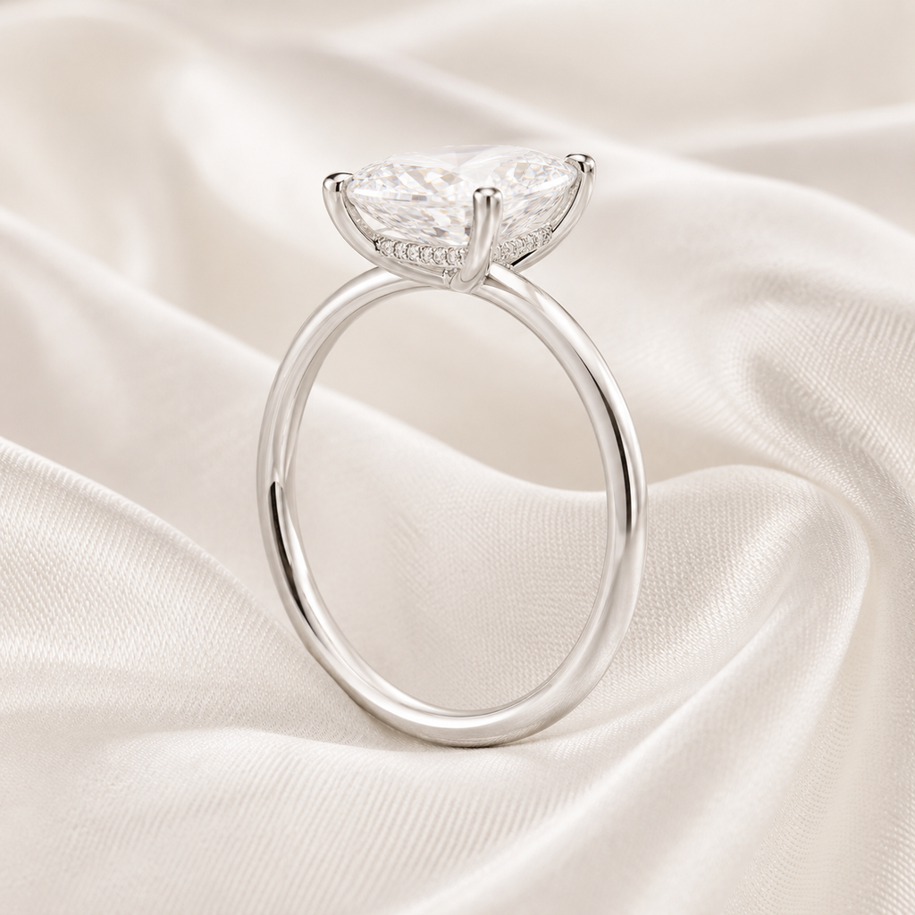 Hidden Halo Marquise Engagement Ring