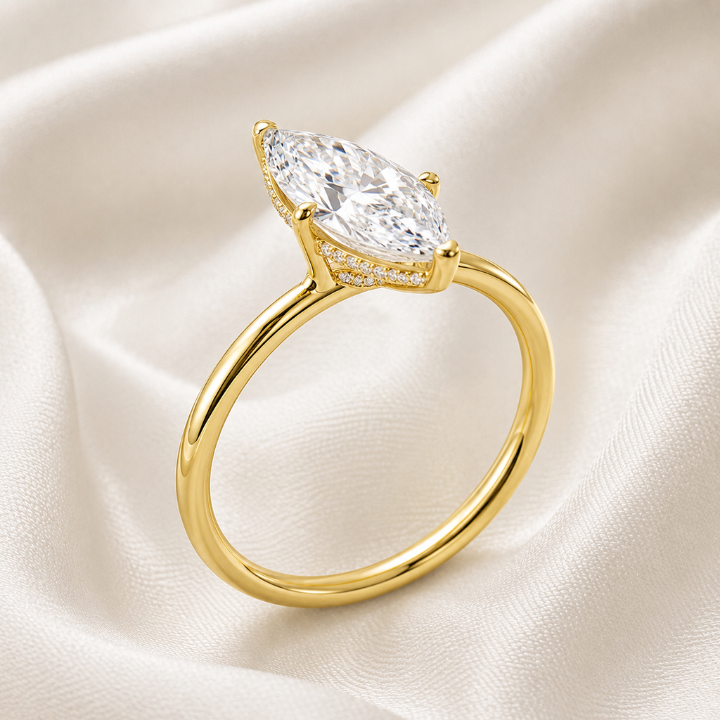Hidden Halo Marquise Engagement Ring