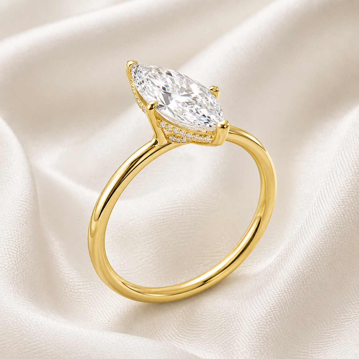 Hidden Halo Marquise Engagement Ring