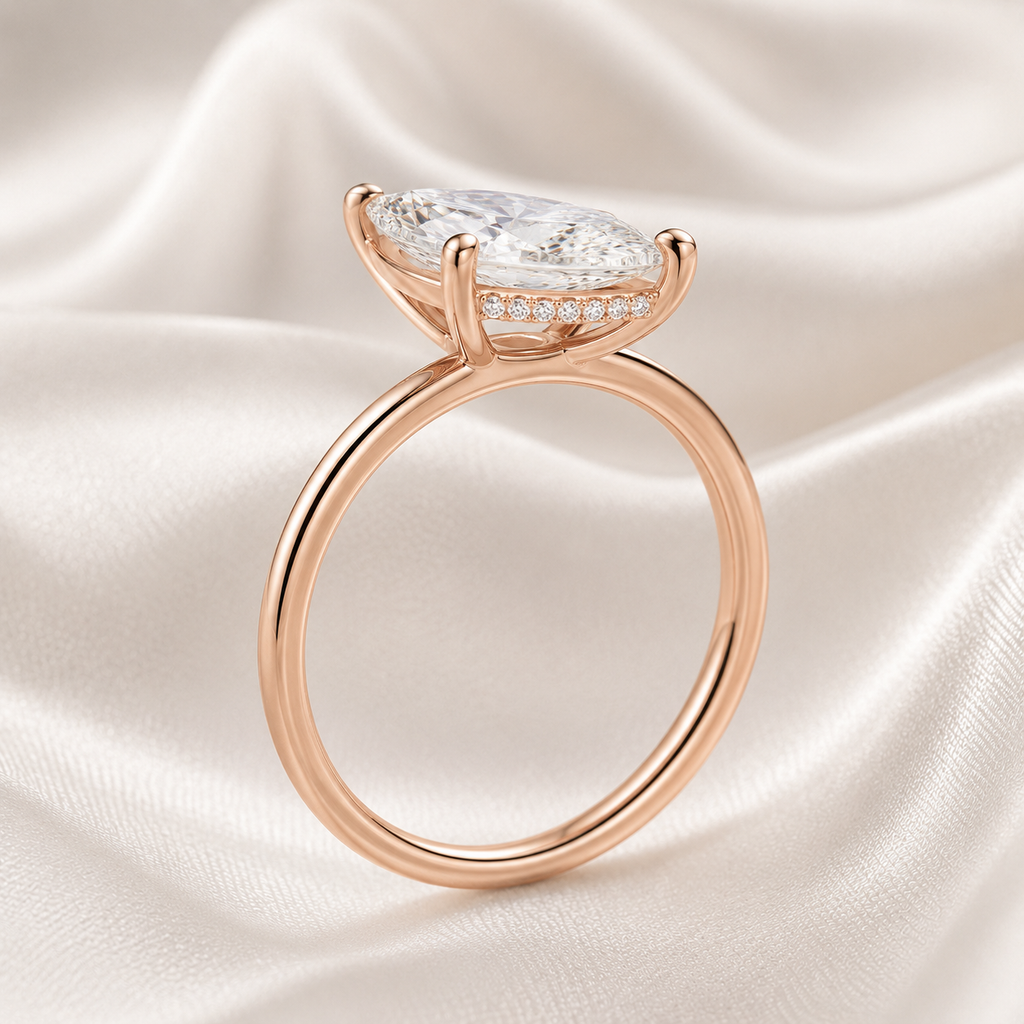 Hidden Halo Marquise Engagement Ring