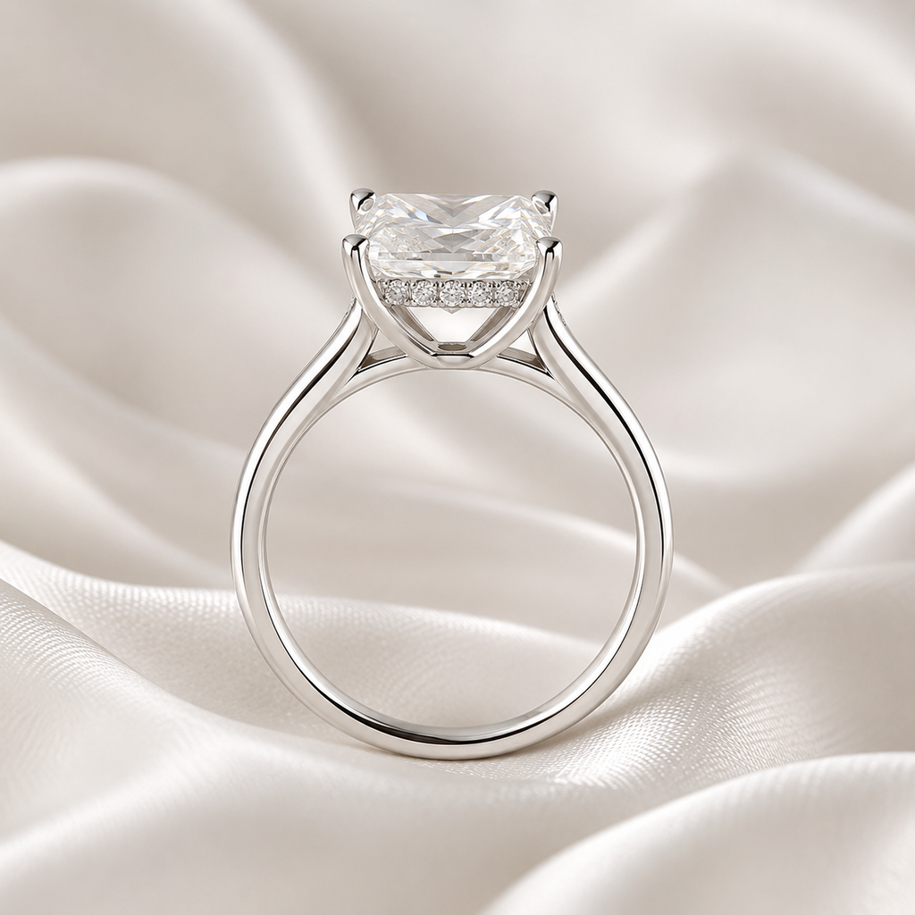 Hidden Halo Princess Engagement Ring