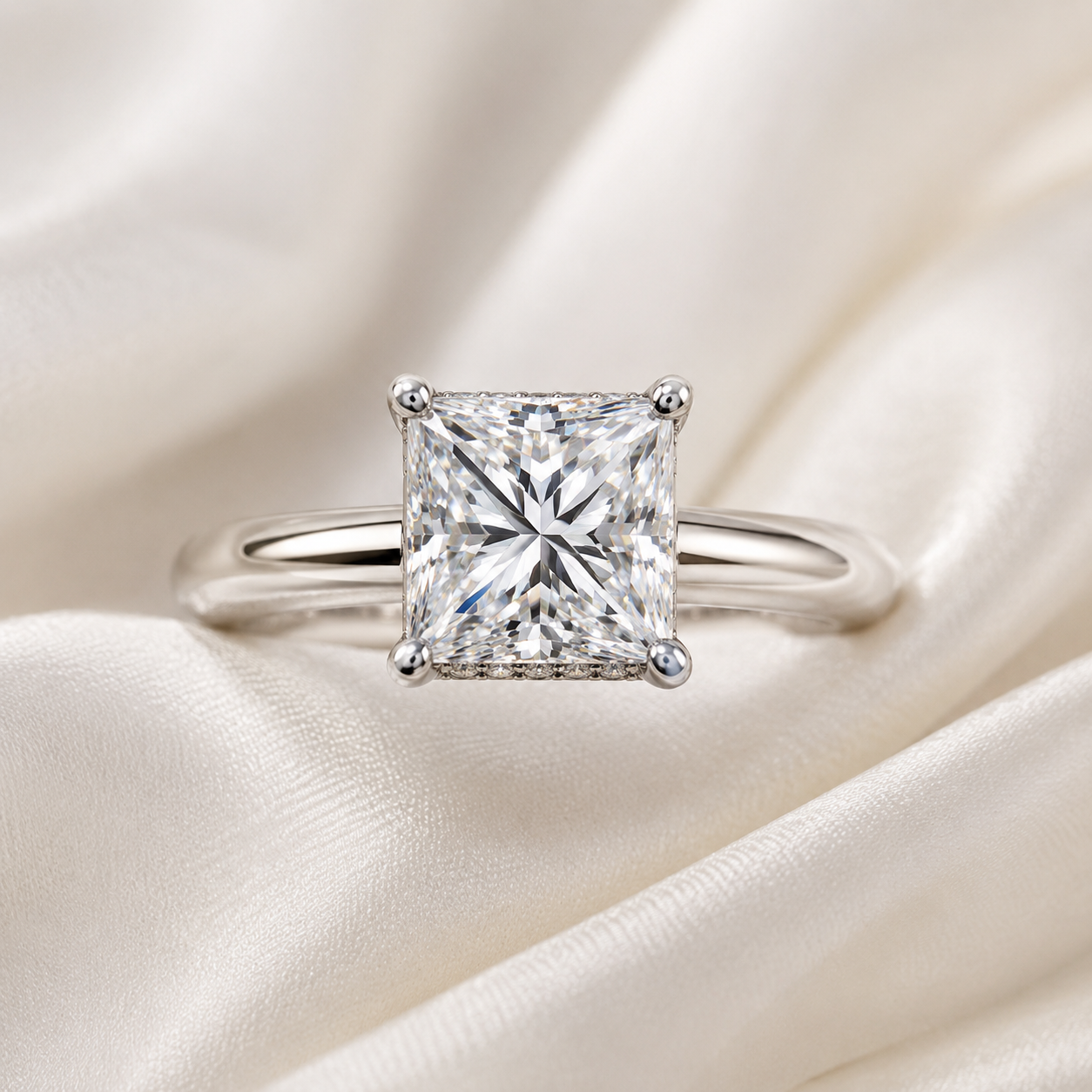 Hidden Halo Princess Engagement Ring