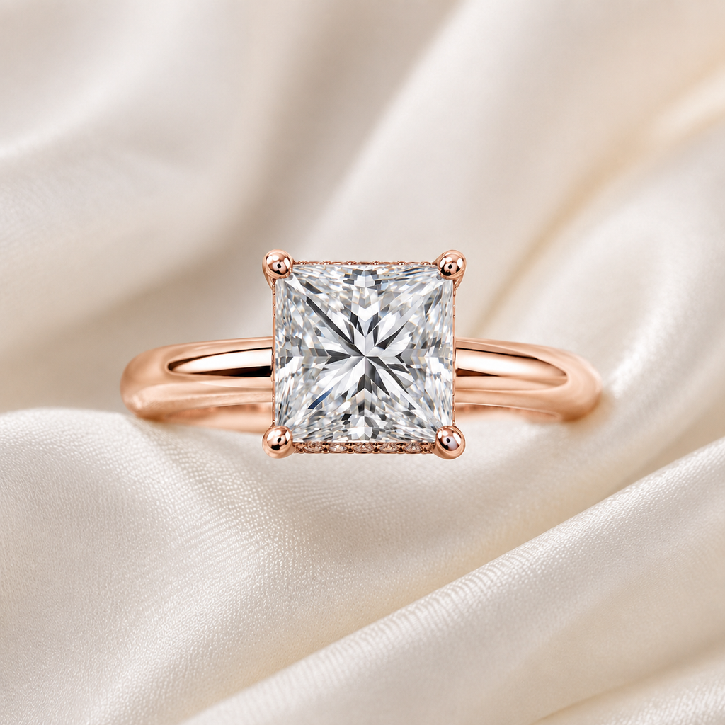 Hidden Halo Princess Engagement Ring
