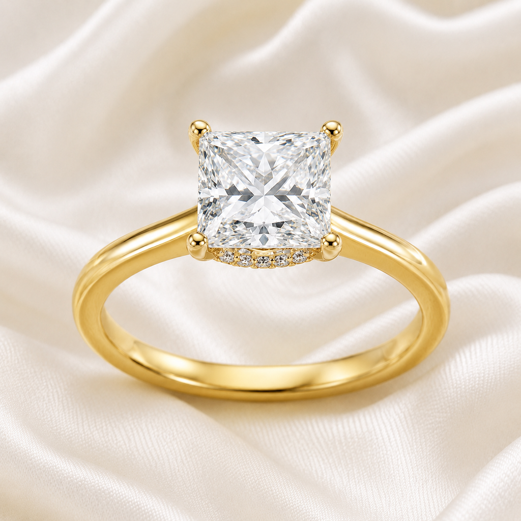 Hidden Halo Princess Engagement Ring