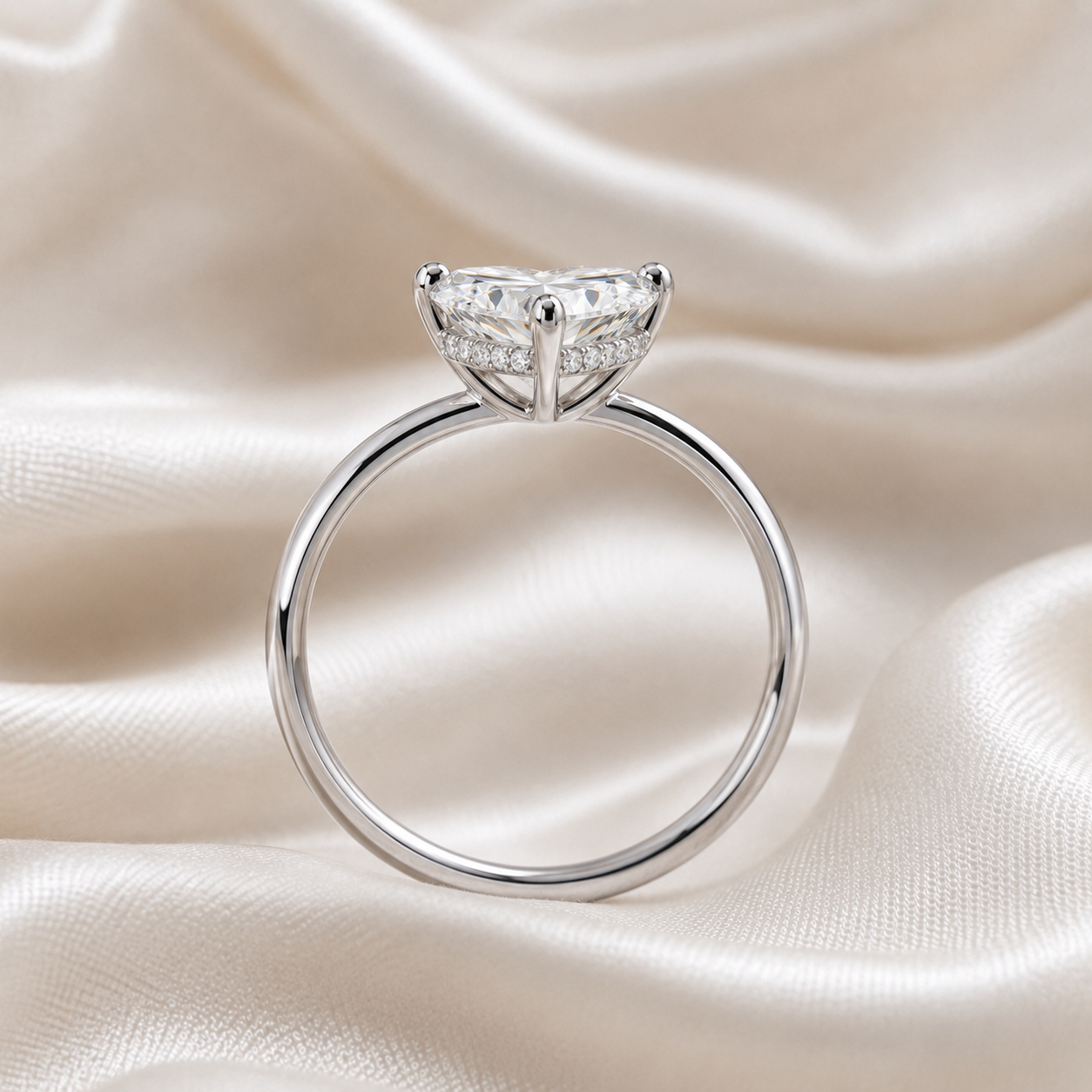 Hidden Halo Heart Engagement Ring