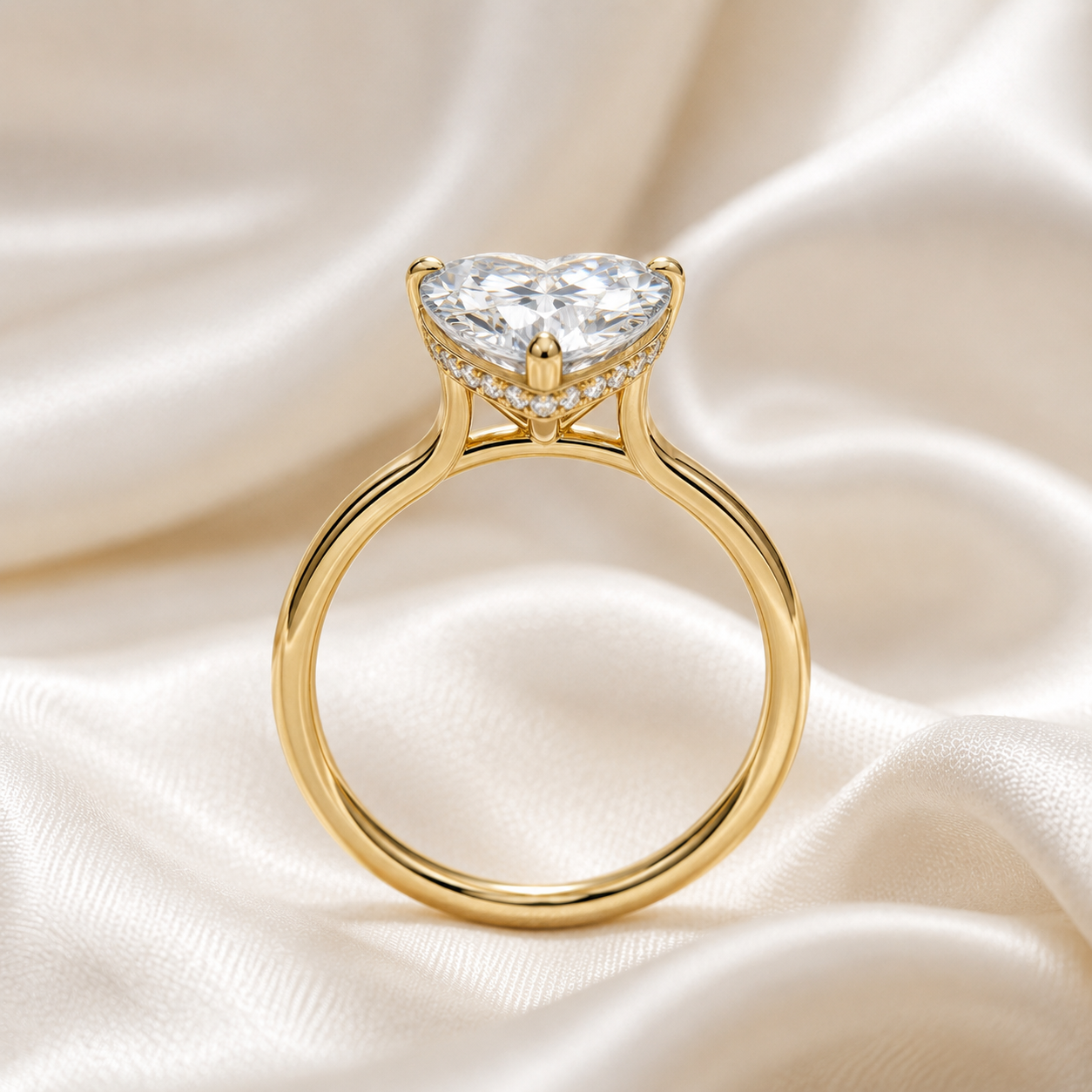 Hidden Halo Heart Engagement Ring