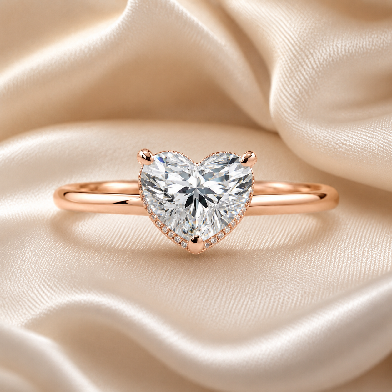 Hidden Halo Heart Engagement Ring