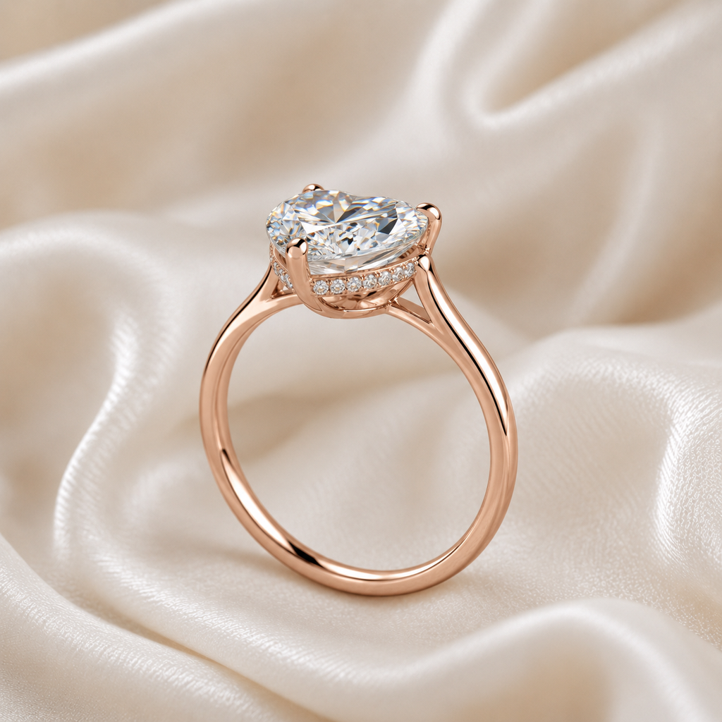 Hidden Halo Heart Engagement Ring