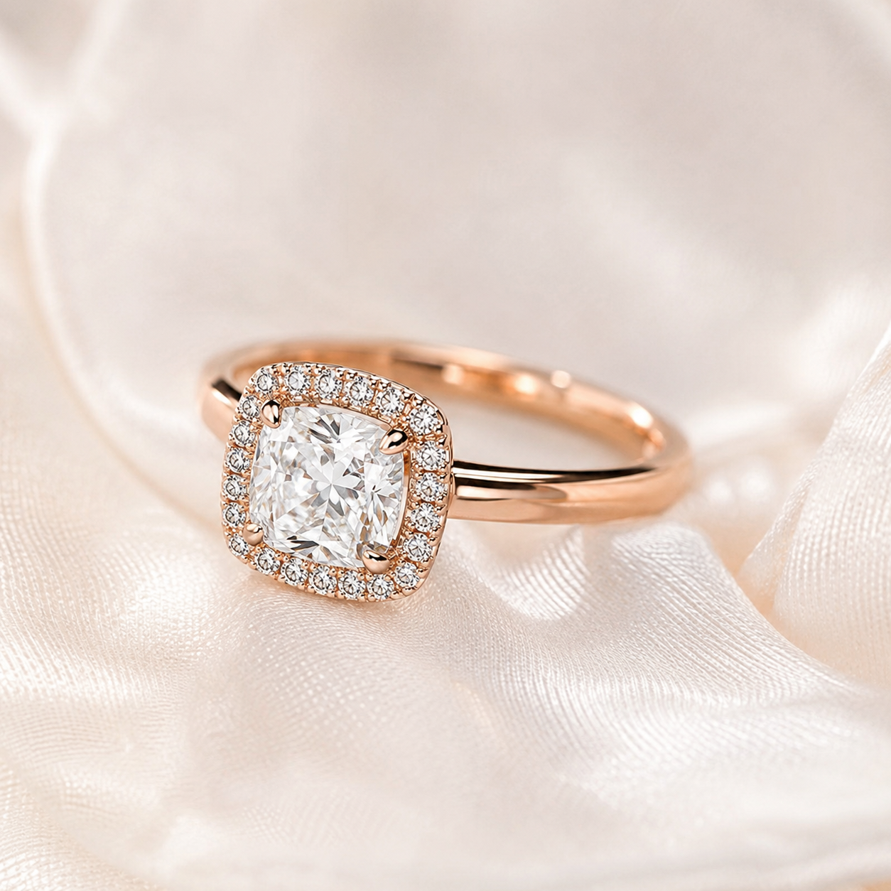 Halo Cushion Engagement Ring