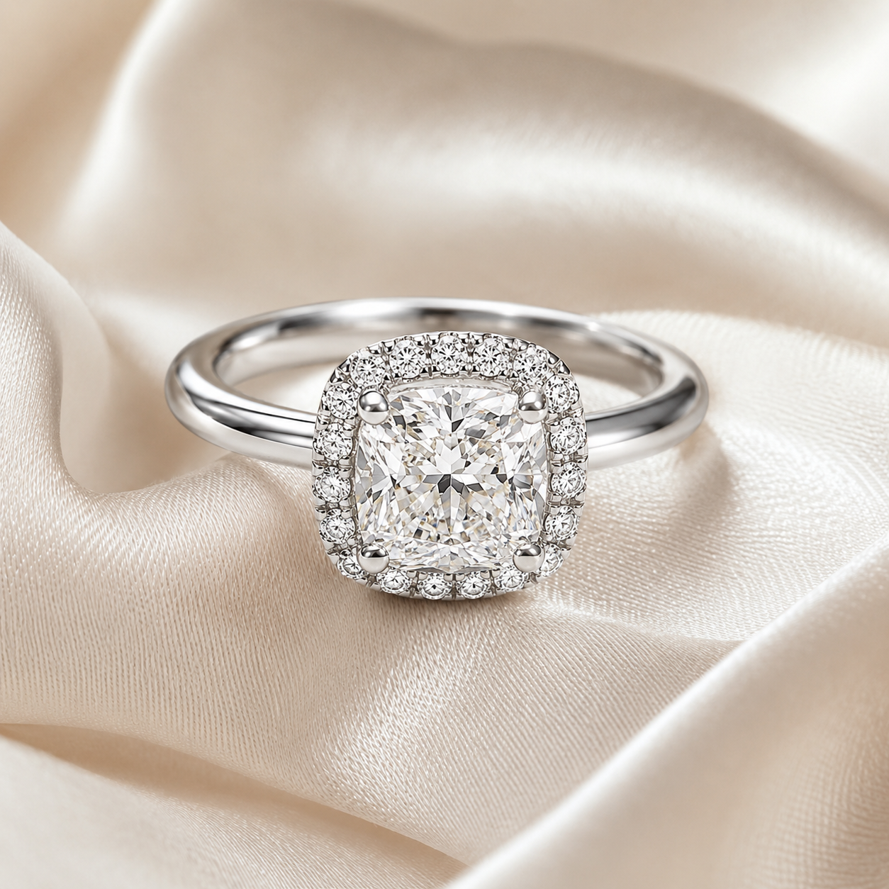 Halo Cushion Engagement Ring