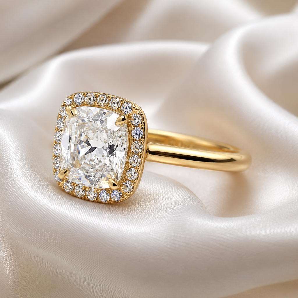 Halo Cushion Engagement Ring
