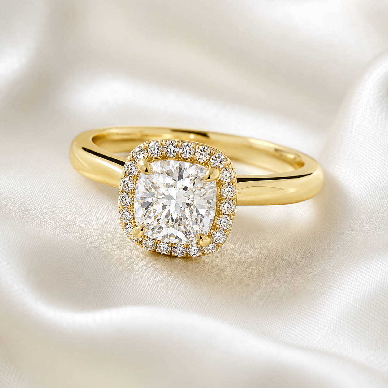 Halo Cushion Engagement Ring