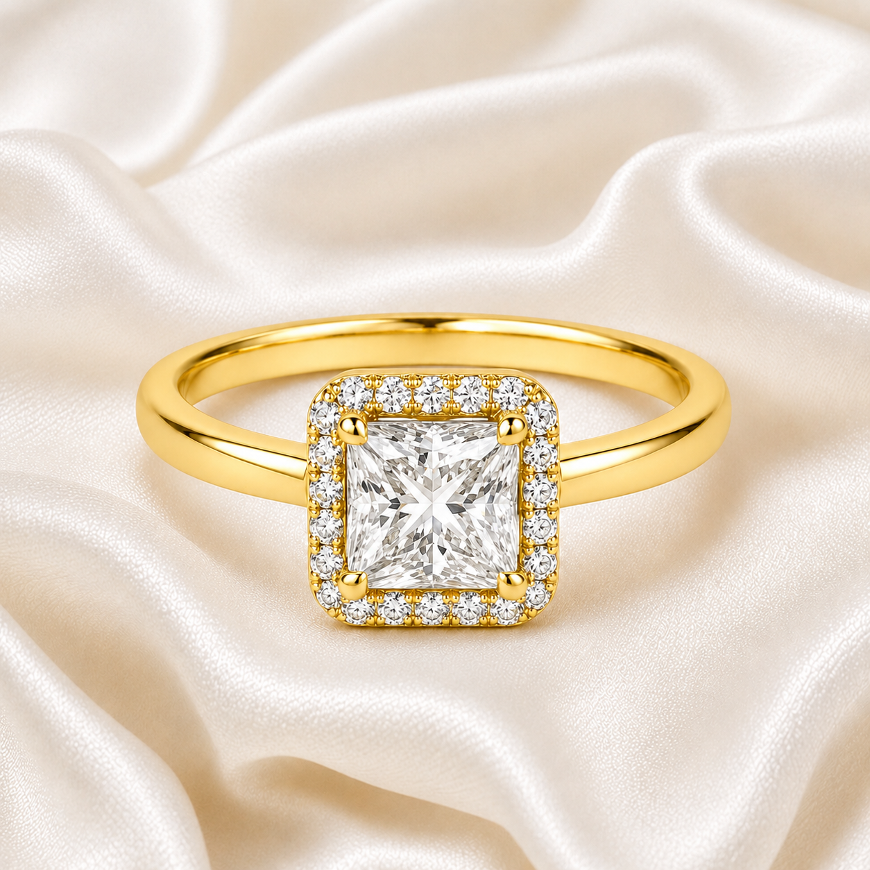 Halo Princess Engagement Ring