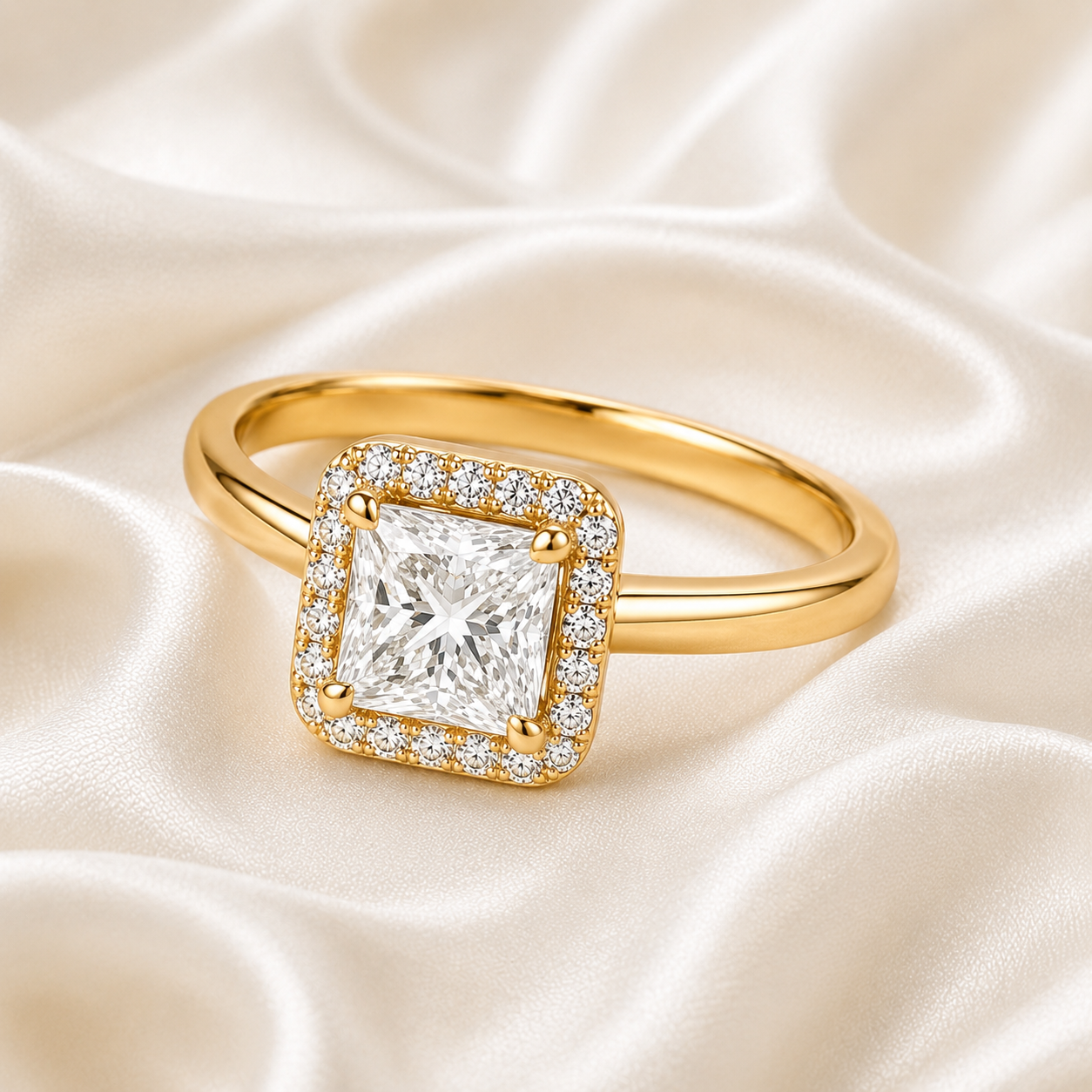 Halo Princess Engagement Ring