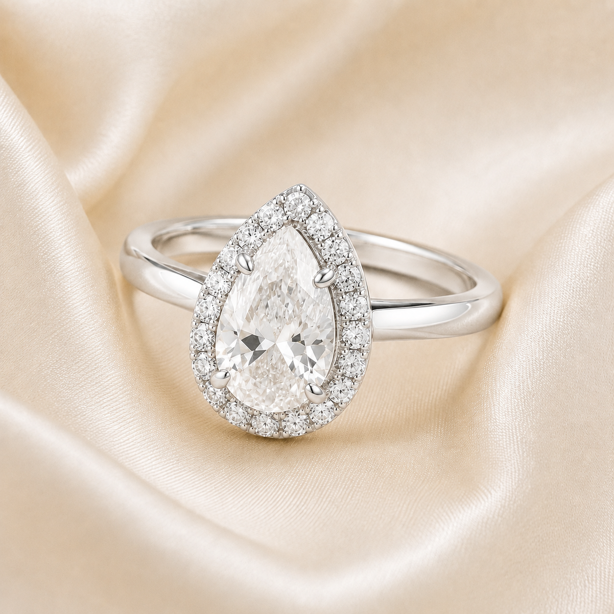 Halo Pear Engagement Ring