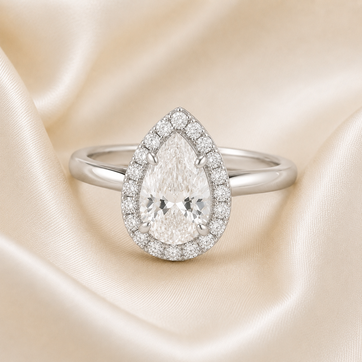 Halo Pear Engagement Ring
