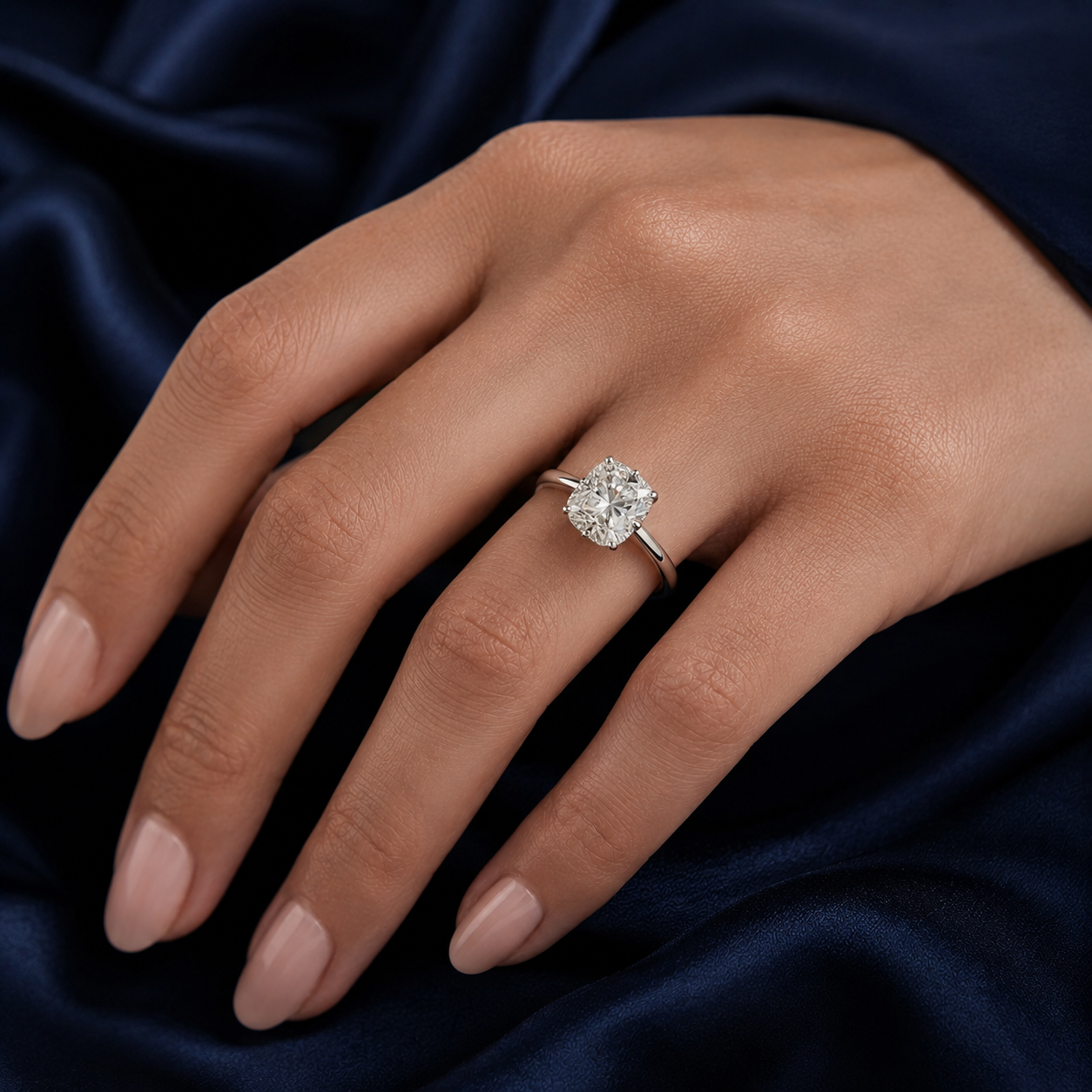 Hidden Halo Cushion Engagement Ring
