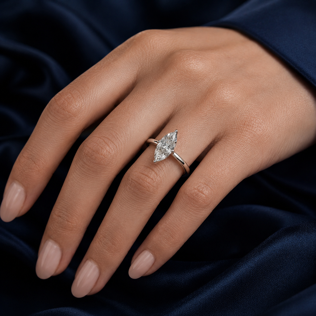 Hidden Halo Marquise Engagement Ring
