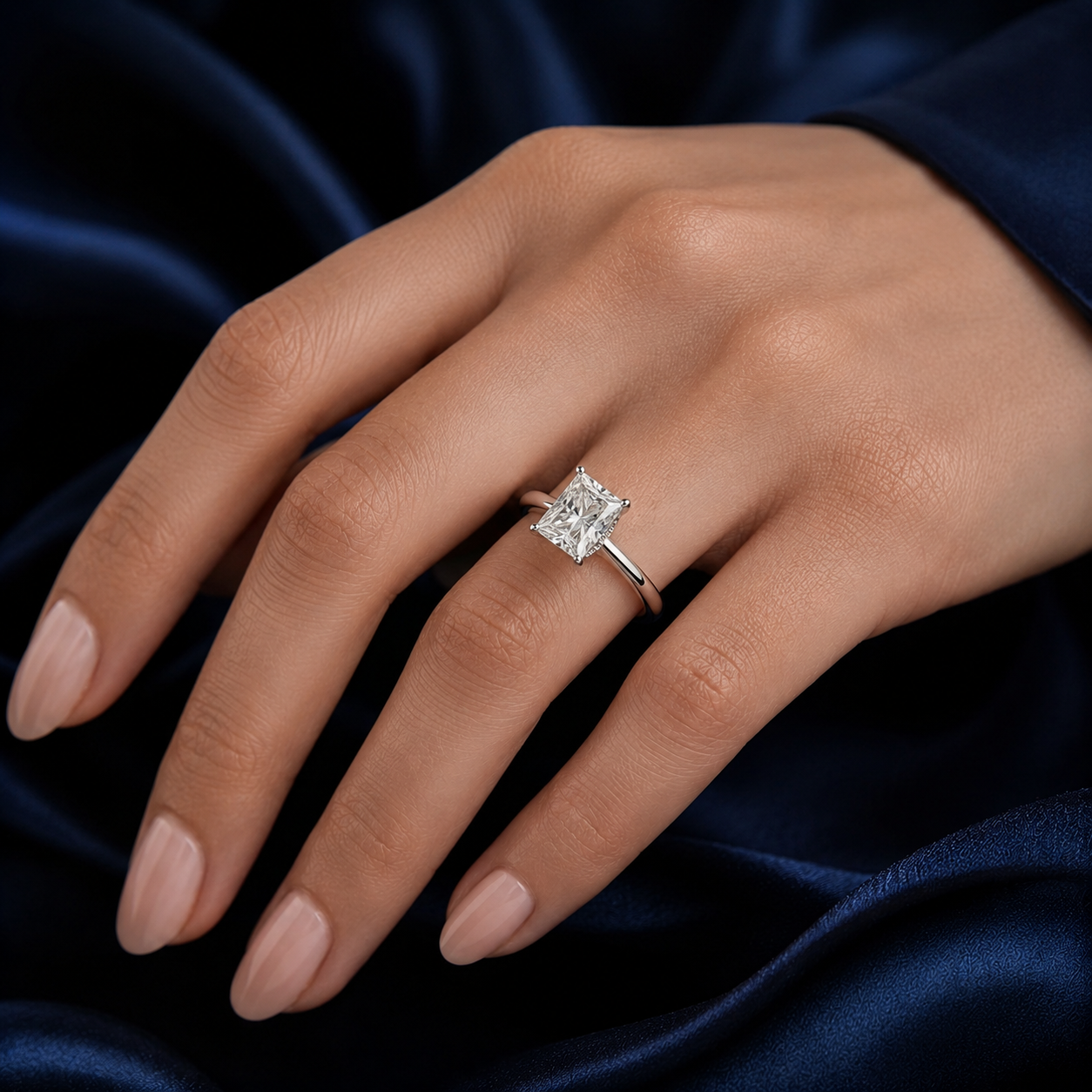Hidden Halo Radiant Engagement Ring