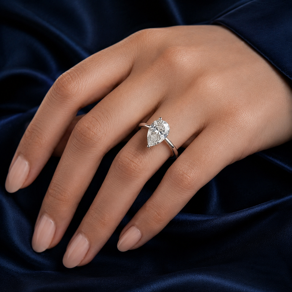 Hidden Halo Pear Engagement Ring