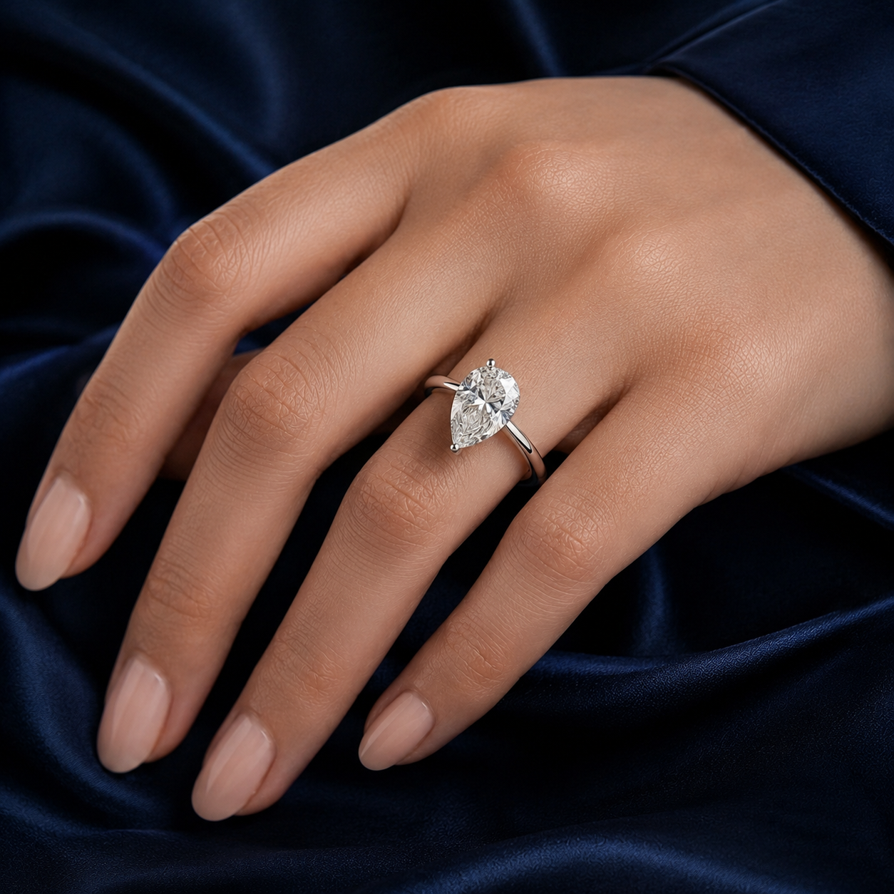 Hidden Halo Pear Engagement Ring