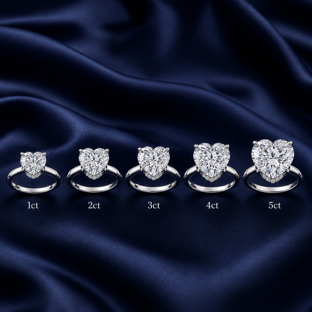 Hidden Halo Heart Engagement Ring