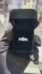 3 Stone Yellow Gold Ring | 2ct Center Diamond | 14k Gold | 3.6g